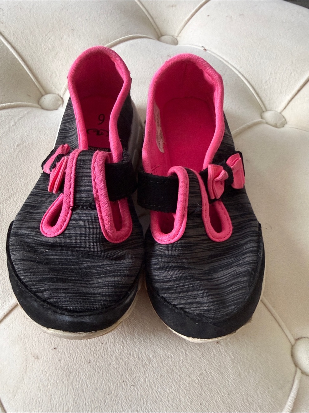Athletic Works Kids Black and Pink Hook-and-Loop Sneakers